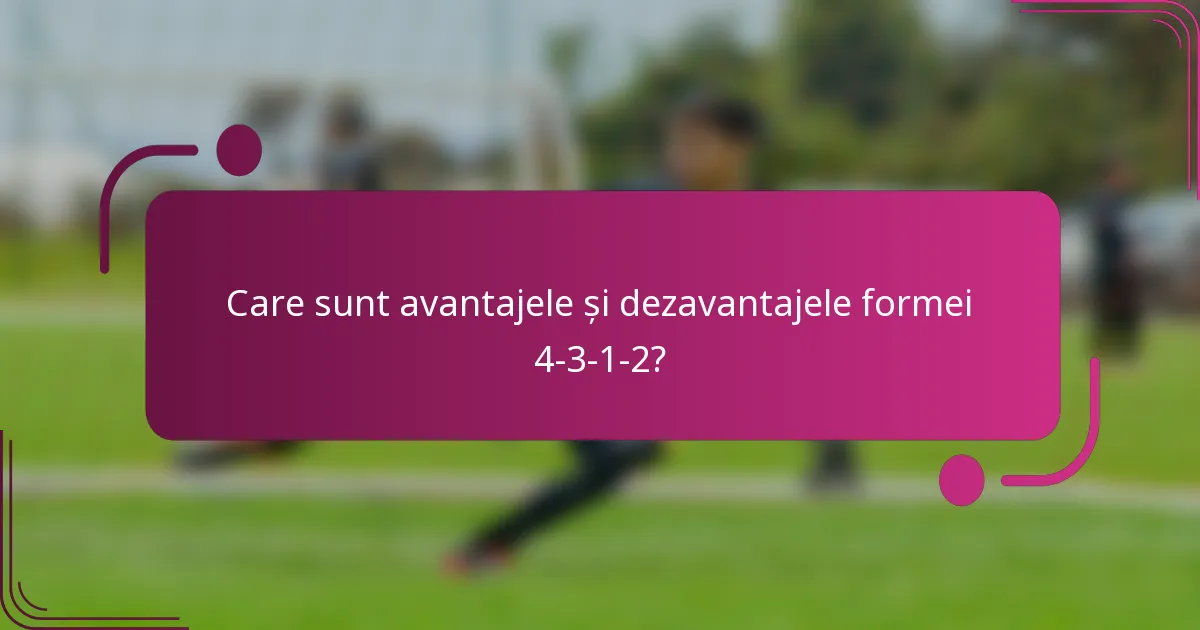 Care sunt avantajele și dezavantajele formei 4-3-1-2?