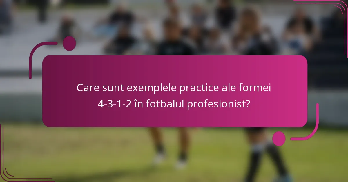 Care sunt exemplele practice ale formei 4-3-1-2 în fotbalul profesionist?