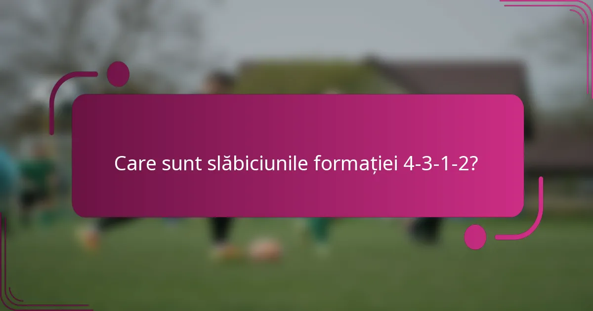 Care sunt slăbiciunile formației 4-3-1-2?