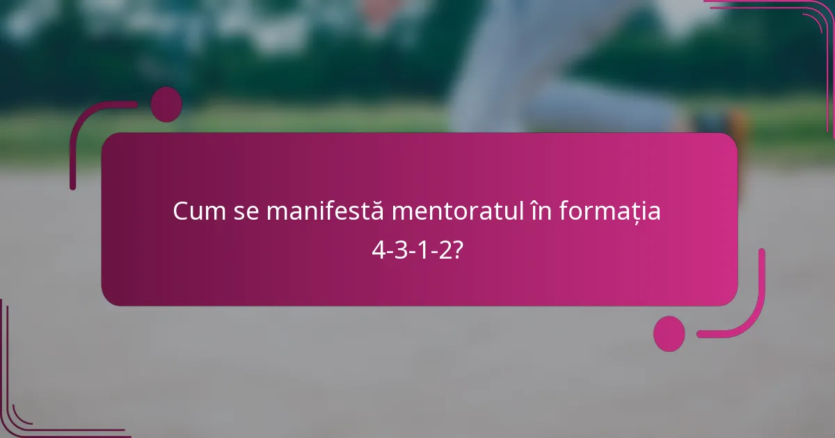 Cum se manifestă mentoratul în formația 4-3-1-2?